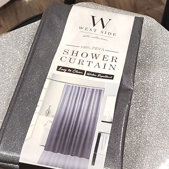 West Side Bath Collection Shimmer Glitter PEVA Shower Curtain - Picture 2 of 4
